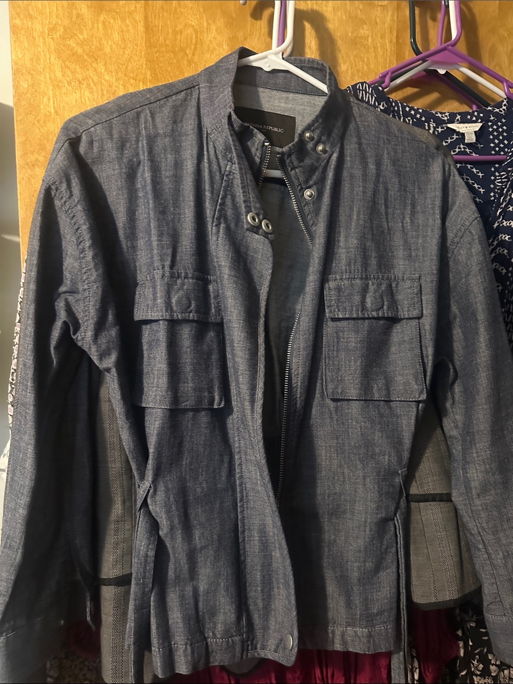 Banana Republic woman’s  Chambray-Style Field Jacket in Navy